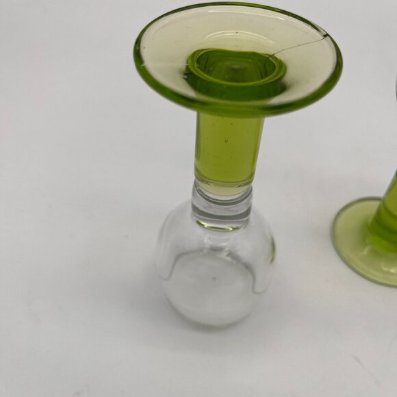 Bormioli Rocco Italy Green Stem Cordial Crystal 5" Vintage Set of 4 - Picture 4 of 4